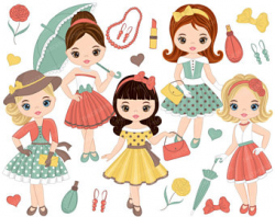 Retro Clipart Vector Fashion Girls Clipart African American