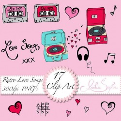 Retro Music Clip Art Mixtape Clipart Record by AnnelineSophia, £1.71 ...