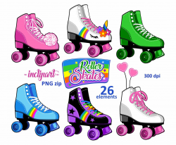 Roller skates clipart. Party clipart. Colorful Roller skate PNG ...