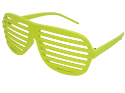 Novelty Party Glasses slotted 80's Shades Neon Yellow UV Glow