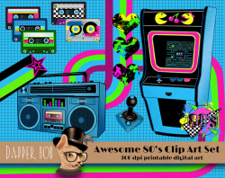 Totally Awesome 80's Digital Clip Art Pack for