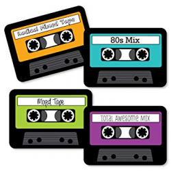 80's Retro - Paper Cassette Tape DIY Totally 1980s Party Essentials - Set  of 20