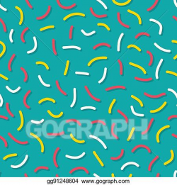 Vector Stock - Trendy memphis style seamless pattern inspired by 80s ...