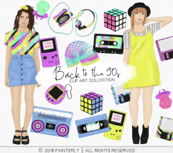 Back to the 90's Clip art | Digital Art | 80's clip art | bright retro  nineties clip art | planner stickers | Fashion Girls