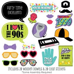 Amazon.com: 90's Throwback - 1990's Party Photo Booth Props Kit - 20 ...