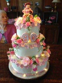 My Grandmother's 90th Birthday cake that was designed and decorated ...