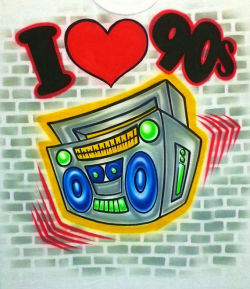 Airbrush T Shirt I Love 90s Boombox I Love The 90s Or Any