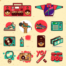 Hip-hop 90s Illustrations Pack by MXD39 | GraphicRiver