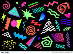 80S 90S Abstract Shapes Illustration 62064263 - Megapixl