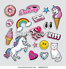 Fashion patch badges in 80s-90s style. Vector illustration ...