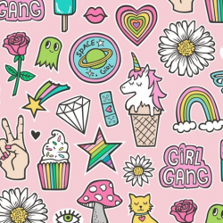 Patches Stickers 90's Doodle Unicorn Ice Cream, Rainbow, Hearts ...