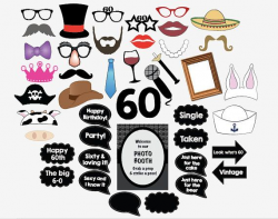 60th birthday photo booth props PRINTABLE sixtieth party photobooth ...