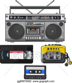 Vector Art - Retro audio cassette, tape recorder, music ...