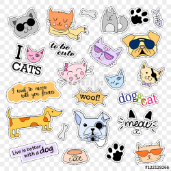 Fashion patch badges. Cats and dogs. Stickers, pins, patches and ...