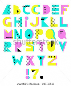 Hand drawn alphabet. Geometric funny font. Colorful vector letters ...