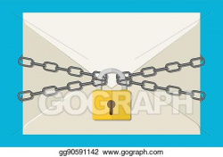 Vector Art - The gray chain, letter and padlock. Clipart Drawing ...