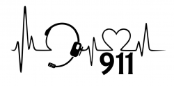 911 Heartbeat with Headset Vinyl Decal-Vehicle