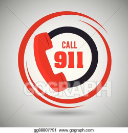 Clip Art Vector - Call 911 emergency phone. Stock EPS ...
