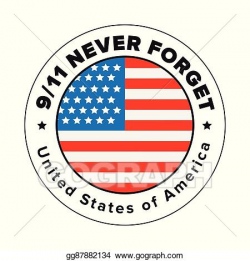 Vector Clipart - Flag of usa with sign we will never forget 9/11 ...