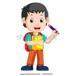 vector illustration of boy holding pencil | imagens | Pinterest ...