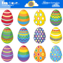 Clipart- Easter Eggs Digital Clip Art. Bright Easter Eggs Clipart.