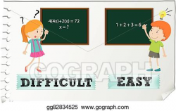 EPS Illustration - Opposite adjectives difficult and easy. Vector ...