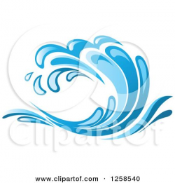 Clipart of a Blue Ocean Surf Wave - Royalty Free Vector ...