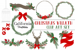 Christmas Wreath Clip Art Set ~ Illustrations ~ Creative Market