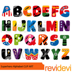 Superhero alphabet clipart - ABC Alphabet clip art - digital ...
