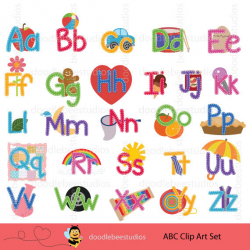 ABC Clipart Set, Alphabet Clip Art, ABC Clip Art, Stitched Alphabets ...