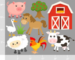 Cute Farm Animals - BUY 2 GET 1 FREE - Digital Clip Art - Personal ...
