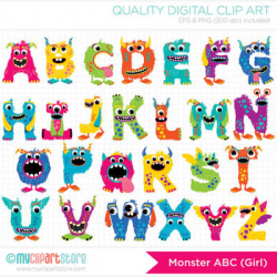 Alphabet Clipart - Monster ABC (Girl) by MyClipArtStore | TpT