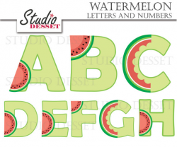 Watermelon Alphabet Cliparts, Fruits Letters and Numbers, ABC ...