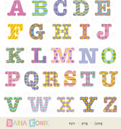 Patterned Alphabet Clip Art Set-A-Z uppercase letters