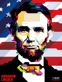 Interesting digital-style portrait of Abraham Lincoln in front of ...