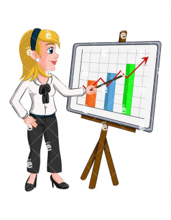 Business Woman Presentation Graph Vector Cartoon Clipart | Business ...