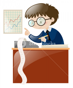 Accountant calculating numbers on desk illustration Royalty-Free ...
