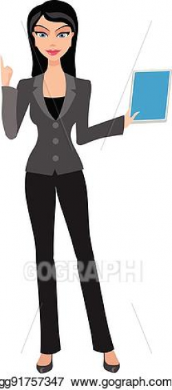 Vector Illustration - Business woman, girl with tablet ...