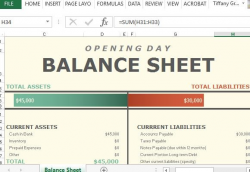 Opening Day Balance Sheet For Excel