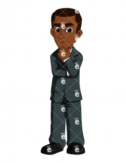 Worried Black Business Man Thinking Vector Cartoon Clipart | Cartoon ...