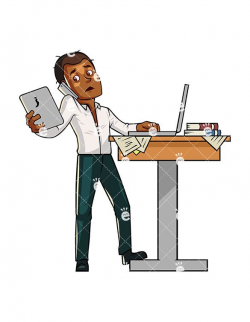 Black Man Multitasking While Standing At Workstation - FriendlyStock ...