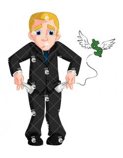 Business Man With No Money Vector Cartoon Clipart