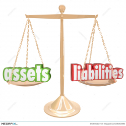 Assets Vs Liabilities Words Scale Comparing Value Wealth Account ...