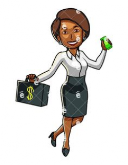 Robotized Black Business Woman Vector Cartoon Clipart | American ai ...
