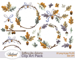 Fall Autumn Frame Borders Wreath Digital ClipArt Instant