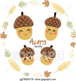 EPS Vector - Acorn family characters. Stock Clipart ...