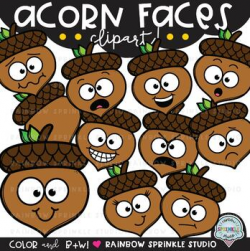 Acorn Faces Clipart {acorn clipart}