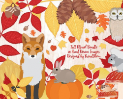 Autumn Animal Clipart Fall Harvest Scrapbook Woodland Graphics Leaf ...