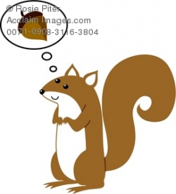 Clip Art Illustration Of A Squirrel Thinking Of An Acorn