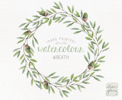 Watercolor wreath: painted floral wreath clipart / Wedding ...